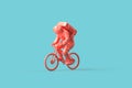 Astronaut on a bicycle. Minimalistic concept. 3D illustration