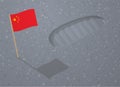 Astronaut boot footprint and Chinese flag on Moon Royalty Free Stock Photo