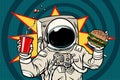 Astronaut with a Burger and drink