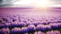 Astronaut with butterflies in lavender field. concept of future. broadcast. 3d rendering. Royalty Free Stock Photo