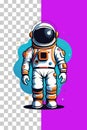 Astronaut cartoon character on colorful background