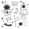 Astronaut cartoon space set Royalty Free Stock Photo