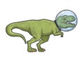 Astronaut cartoon Tyrannosaurus sketch vector