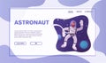 Astronaut character exploring outer space. Cartoon vector illustration