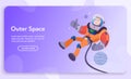 Astronaut character exploring outer space. Cartoon vector illustration