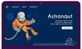 Astronaut character exploring outer space. Cartoon vector illustration