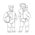 Astronaut Children Couple In Space Suit Vector