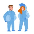 Astronaut Children Couple In Space Suit Vector