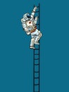 Astronaut climbs the stairs