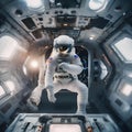 An astronaut conducting a scientific experiment in microgravity aboard a space station1 Royalty Free Stock Photo