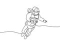 astronaut continuous one line drawing isolated on white background