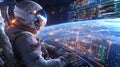 Astronaut controls spacecraft while observing Earth from outer space in stunning 4K quality