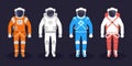 Astronaut and Cosmonaut on Dark Background