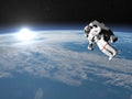 Astronaut or cosmonaut flying upon earth - 3D