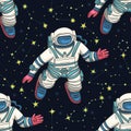 Astronaut cosmos seamless space vector pattern Royalty Free Stock Photo