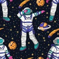 Astronaut cosmos seamless space vector pattern Royalty Free Stock Photo