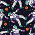 Astronaut cosmos seamless space vector pattern Royalty Free Stock Photo