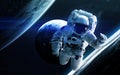 Astronaut deep space. Elements of this image furnished by NASA