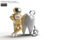 Astronaut With Dental Implants Surgery Concept Pen Tool Created Clipping Path Included in JPEG Easy to Composite Royalty Free Stock Photo