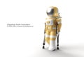 Astronaut Disabled Using Crutches To Walk Pen Tool Created Clipping Path Included in JPEG Easy to Composite