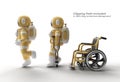 Astronaut Disabled Using Crutches To Walk with Weelchair Pen Tool Created Clipping Path Included in JPEG Easy to Composite