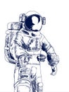 Astronaut discovering in stamp effect