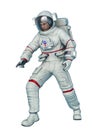 Astronaut discovering in a white background