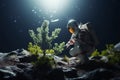 Astronaut discovers vibrant green plant thriving on an uncharted alien world