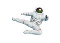 Astronaut is doing an action flying side kick Royalty Free Stock Photo