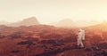 Astronaut doing space walk and explore planet such as Mars Royalty Free Stock Photo