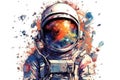 astronaut drawing with paint splatter isolated on white background. Generated by AI