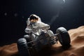 Astronaut driving car on planet. Generate ai