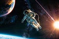 An astronaut escapes from Earth\'s orbit