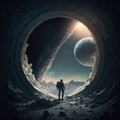 An astronaut on an interstellar travel. Generative AI
