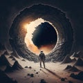 An astronaut on an interstellar travel. Generative AI