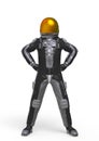 Astronaut explorer power pose stand up in white background