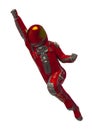 Astronaut explorer in white background flying like a super hero