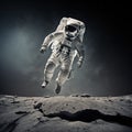 Astronaut exploring and floating on moon, created using generative ai technology