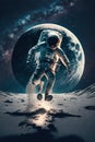 Astronaut exploring and floatnig on moon, created using generative ai technology