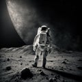 Astronaut exploring on moon, created using generative ai technology