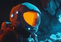 An astronaut exploring outer space through a tunnel using stock (AI).