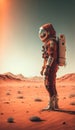 Astronaut exploring the red planet made with Generative AI. Royalty Free Stock Photo