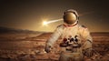 Astronaut exploring the surface of red planet Mars. Royalty Free Stock Photo