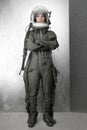 Astronaut fashion stand woman space suit helmet