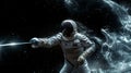 Astronaut Fencer in Space with Epee and Dynamic Poses