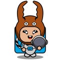 Astronaut fighting beetle animal mascot costume
