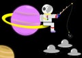 Astronaut fishing UFO Royalty Free Stock Photo