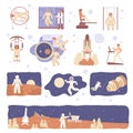 Astronaut Flat Icons Collection Royalty Free Stock Photo