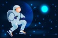 astronaut flies in outer space