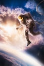 Astronaut floating in the atmosphere